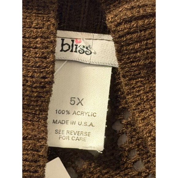 Brown Bliss Womens Open Knit Cardigan Sweater Sz 5X Acrylic cardigan. NWT - Picture 3 of 12